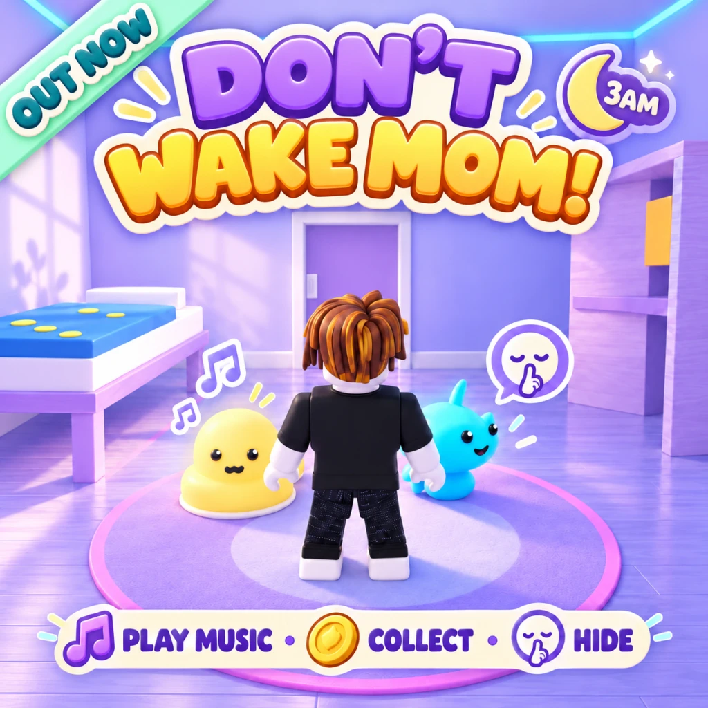 3AM promotional artwork: Out now. Don't wake Mom! Play music, collect, hide.